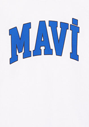 Mavi Logo Baskılı Beyaz Tişört 6610030-620