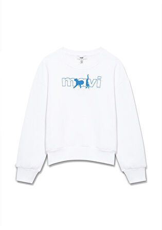 Mavi Logo Baskılı Beyaz Sweatshirt 7S10001-620