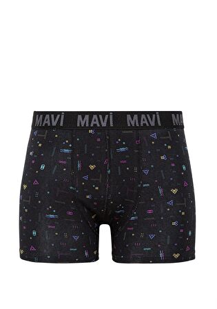 Mavi 3lü Siyah Baskılı Boxer Seti 0911220-900