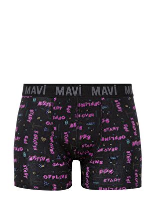 Mavi 3lü Siyah Baskılı Boxer Seti 0911220-900