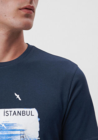 Mavi İstanbul Baskılı Lacivert Tişört 0611884-70490