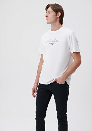 Mavi İstanbul Baskılı Beyaz Tişört 0611881-620