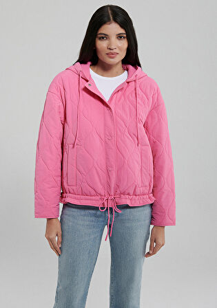 Mavi Kapitone Beli Bağcıklı Pembe Ceket 1110323-86413