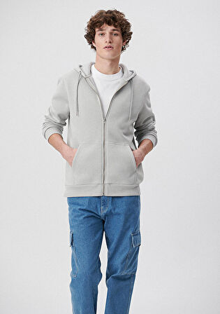 Mavi Kapüşonlu Gri Basic Sweatshirt 0610061-70075