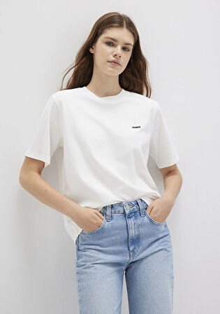 Mavi Logo Baskılı Ekru Tişört 1612122-70057