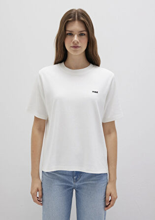 Mavi Logo Baskılı Ekru Tişört 1612122-70057