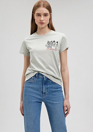 Mavi Baskılı Gri Tişört 1612203-70148