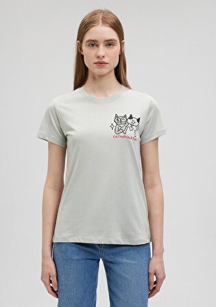 Mavi Baskılı Gri Tişört 1612203-70148