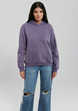 Mavi Kapüşonlu Mor Basic Sweatshirt 167299-70608