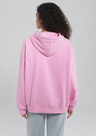 Mavi Logo Baskılı Kapüşonlu Pembe Sweatshirt 1600361-71038