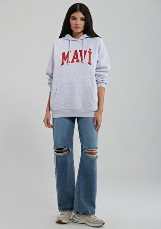 Mavi Logo Baskılı Gri Sweatshirt 1600361-85438