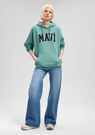 Mavi Logo Baskılı Kapüşonlu Yeşil Sweatshirt 1600361-71823