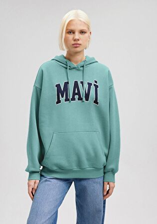 Mavi Logo Baskılı Kapüşonlu Yeşil Sweatshirt 1600361-71823