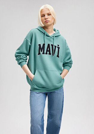 Mavi Logo Baskılı Kapüşonlu Yeşil Sweatshirt 1600361-71823