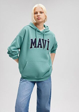 Mavi Logo Baskılı Kapüşonlu Yeşil Sweatshirt 1600361-71823