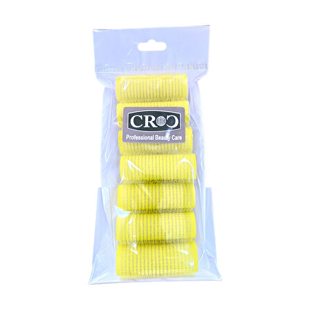 Croc 1223 Sarı 7Li Mini Paket Bigudi Cırtlı Saç Bigudisi Çap 2Cm