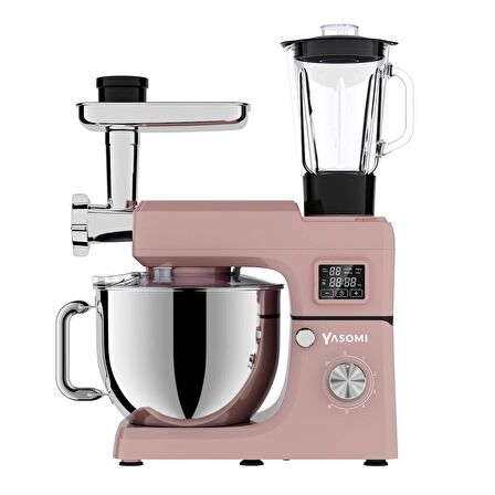 Yasomi 1511bml Led Ekranlı Kıyma Çekme Aparatlı Blender Stand Mikser Mutfak Şefi (Pembe)