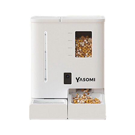 Yasomi DU-F03V Smartpaw+ 2si1 Arada 4l/5l Kapasiteli Pilli/Kablolu Akıllı Otomatik Mama ve Su Kabı (Beyaz)