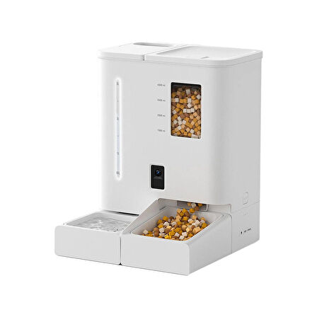 Yasomi DU-F03V SmartPaw+ 2si1 Arada 4L/5L Kapasiteli Pilli/Kablolu Akıllı Otomatik Mama ve Su Kabı (Beyaz)