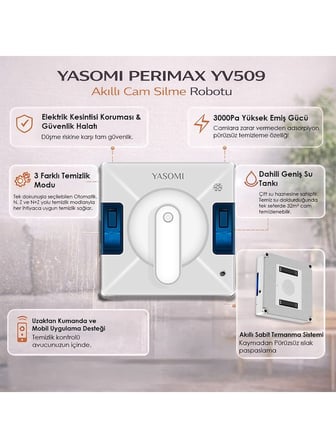 Yasomi Perimax YV509 Uzaktan Kumandalı Cam Silme Makinesi ( Sıfır Kutu Açık )