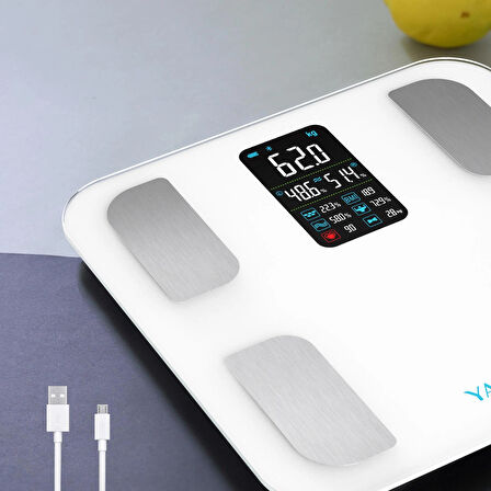 Yasomi ActiveScale FG1914 Dijital Baskül Yağ Su Kas Vücut Kitle Endeksi Kilo Ölçer Tartı