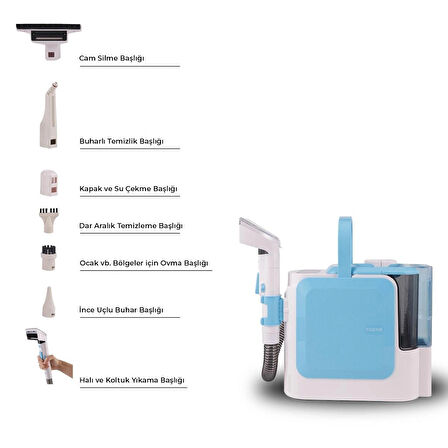 Yasomi C11 Pro 16Kpa 1800W Sıcak Su Spreyli Buharlı Temizleyici Halı ve Koltuk Yıkama Makinesi