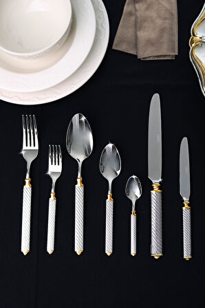 Lugga Linda Gold Çatal Kaşık Bıçak Takımı 12 Kişilik 84 Parça