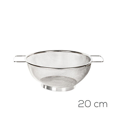 Porsima İvory Kulplu Paslanmaz Çelik Süzgeç Mutfak Eleği Meyve ve Sebze Yıkama Aparatı Kevgir 20cm