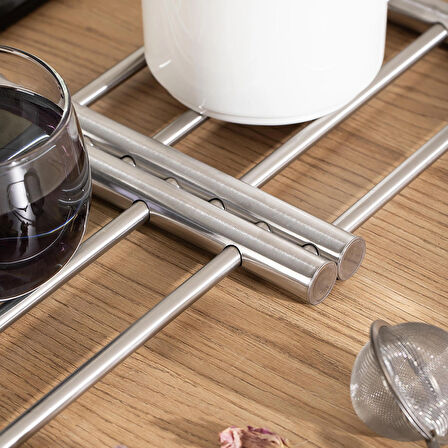 Porsima Ivo-KS162 Paslanmaz Çelik Nihale Açılır Tencere Tava Altlığı Metal Altlık