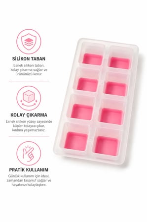 Silikon Buz Kalıbı Büyük Kare Buz Küpleri Kolay Çıkarma Esnek Tabanlı Buz Yapma Kalıbı
