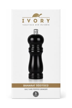 IVORY Baharat Öğütücü Tuz Karabiber Değirmeni Siyah Renk Premium Mutfak Öğütücü