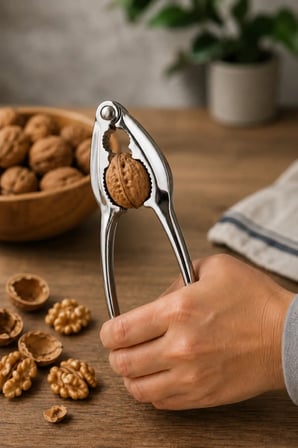 Universal Ceviz Kıracağı Paslanmaz Çelik Metal Ceviz Kırma Aparatı Ergonomik Kaymaz Saplı Fındık Badem Kırıcı