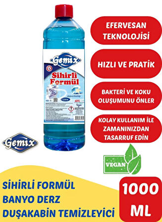 GEMİX SİHİRLİ FORMÜL MAVİ SU DERZ BANYO TUVALET DUŞAKABİN DEMİZLEYİCİ 1000 ML