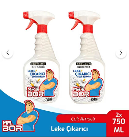 MR.BOR Premium Leke Çözücü Leke Çıkarıcı Yağ Sökücü Mutfak Temizleyici Çok Amaçlı Formül 750 Ml. X 2 Adet