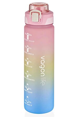 Vagonlife Motivasyon Su Matarası 1000Ml Pembe