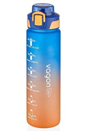 Vagonlife Motivasyon Su Matarası 1000Ml Mavi