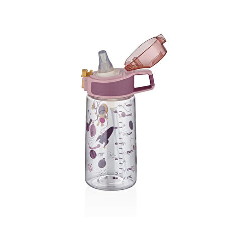 Vagonlife Tkk T3002 500ml Pipetli Pembe Astronot Desenli Tritan Matara