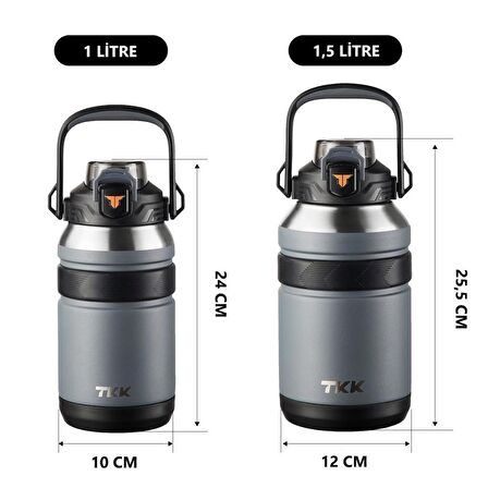 TKK Çelik Termos 1500Ml Siyah
