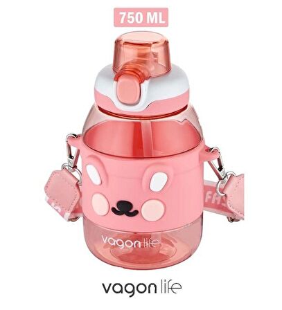 Vagonlife Pipetli Çocuk Matarası 750Ml Pembe