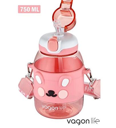 Vagonlife Pipetli Çocuk Matarası 750Ml Pembe