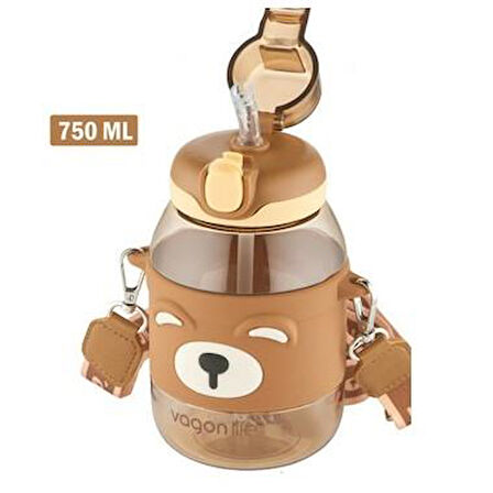 Vagonlife Pipetli Çocuk Matarası 750Ml Kahverengi