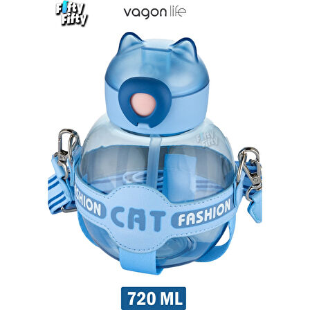 VAGONLİFE 720 ML KILIFLI VE PiPETLİ SU MATARASI Mavi