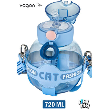 VAGONLİFE 720 ML KILIFLI VE PiPETLİ SU MATARASI Mavi