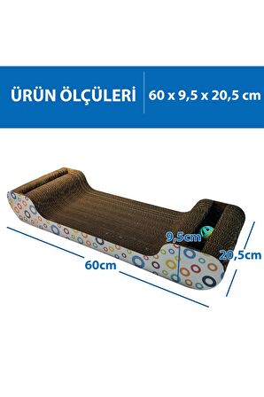 Herniks Doğal Kedi Otlu Ve Zilli Toplu Kedi Tırmalama Kartonu 60 Cm - HR2026C