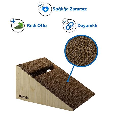 Herniks Doğal Kedi Otlu Ve Zilli Toplu Kedi Tırmalama Kartonu 27,5 Cm - HR2021