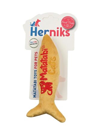 Herniks Matatabili Sesli Peluş Kumaş Kedi Oyuncağı – Jr. Fish 20cm Sarı