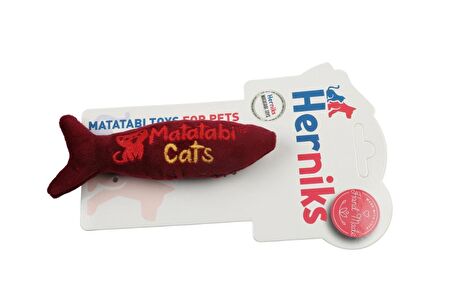 Herniks Matatabili Sesli Peluş Kumaş Kedi Oyuncağı - Fishy 14cm Bordo