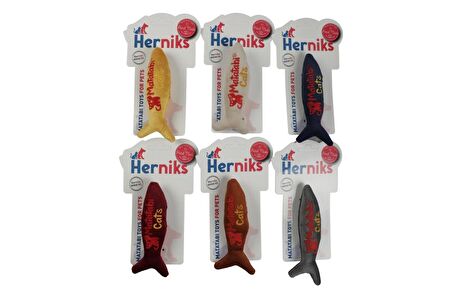 Herniks Matatabili Sesli Peluş Kumaş Kedi Oyuncağı - Fishy 14cm Bordo