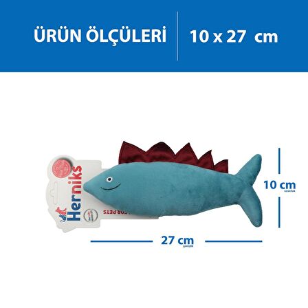 Herniks Sesli Kumaş Peluş Köpek Oyuncağı - Spino 27cm Turkuaz