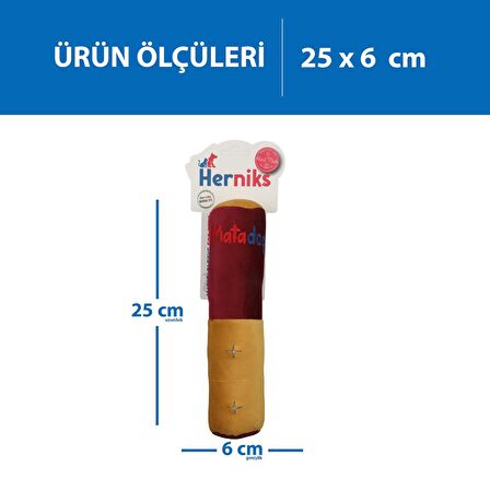 Herniks Sesli Kumaş Nakışlı Köpek Oyuncağı - Rull 25cm Bordo